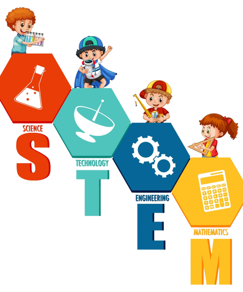 stem-education-logo-with-children-cartoon-character stem-education-logo-with-children-cartoon-character